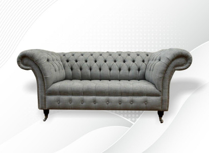 Leather sofa couch two-seater gray furnishing lounge club sofas couches 2-seater